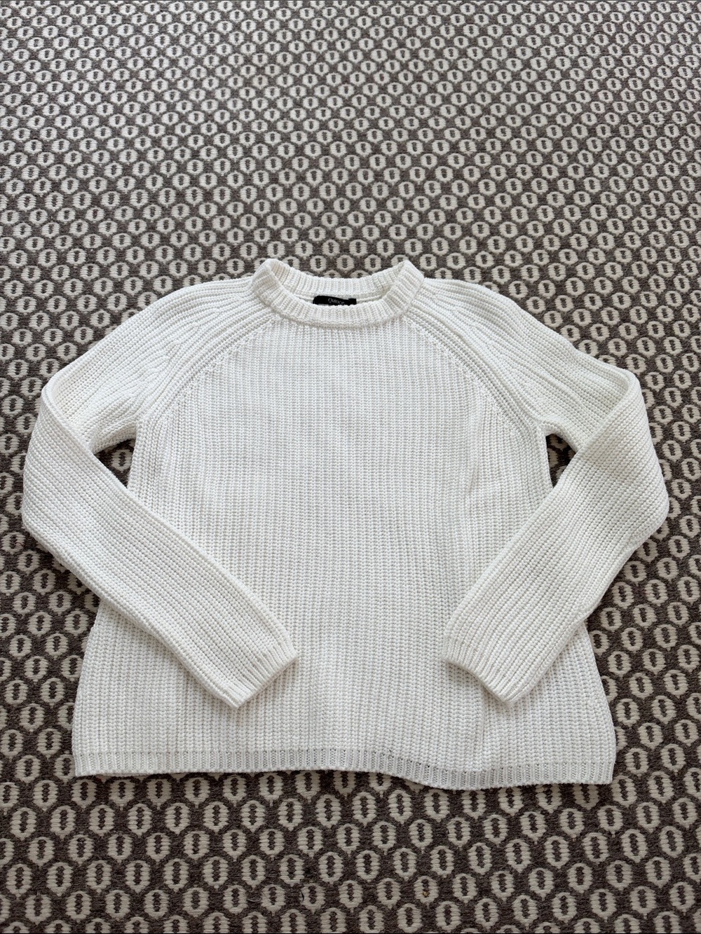 Quince White Ribbed Crewneck Sweater